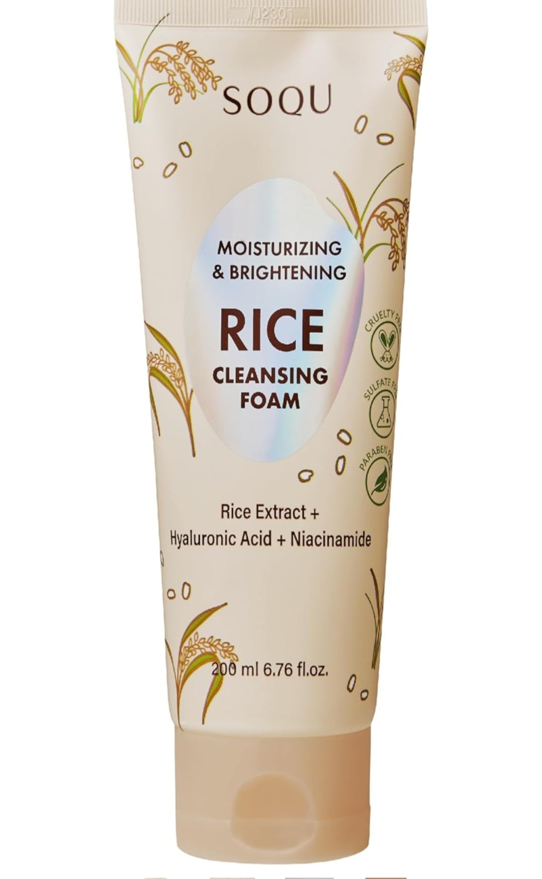 Espuma limpiadora de arroz hidratante e iluminadora SOQU