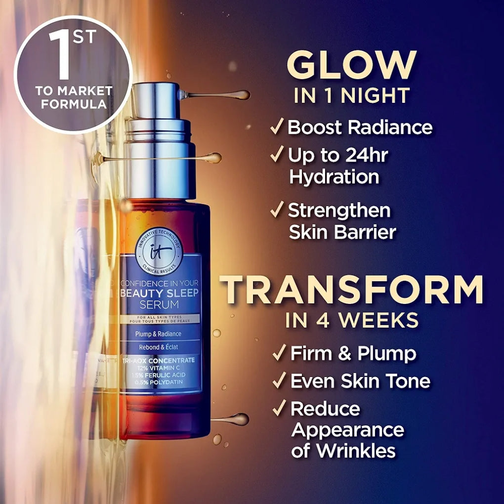 IT Cosmetics Confidence in Your Beauty Sleep Triple Antioxidant Brightening Serum - Serum works overnight at the peak of skin cell repair to boost your natural antioxidant reservoir and repair UV damage