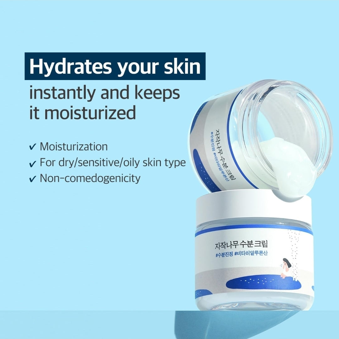 Crema hidratante de jugo de abedul Round Lab: hidratante facial profunda de 48 horas con savia de abedul y ácido hialurónico para pieles con tendencia acneica. Reduce el sebo, la grasa y los puntos negros.