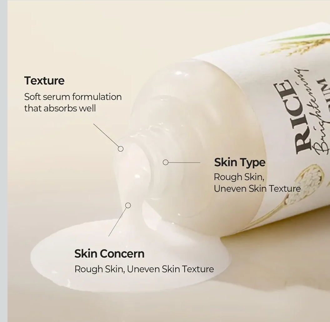 Skinfood Rice Brightening Serum - For Glow Glass Skin, Fermented Natural Rice Water Milk, Pore Minimizing, Deep Hydrating, Dark Spot Correcting