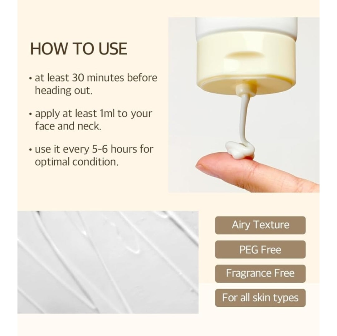 Mixsoon Bean Sunscreen SPF 50 - Airy Texture Type Lightweight No White Cast For Face Korean Glass Skin Care