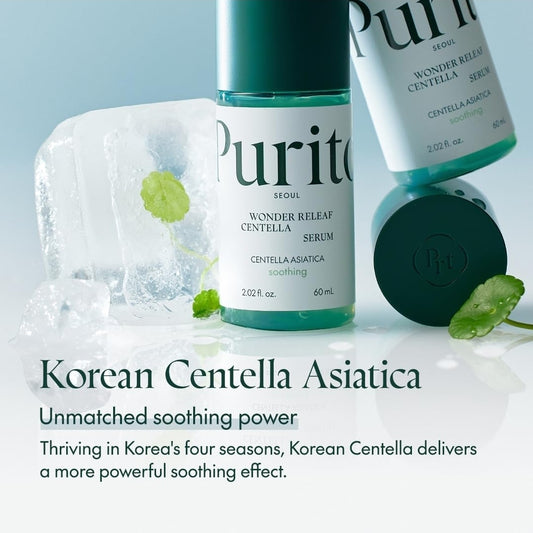 PURITO Wonder Releaf Centella Serum - Korean Centella, for All Skin Types, Ampoule, Soothing, Calming, Facial Serum for face, Vegan & Cruelty-Free