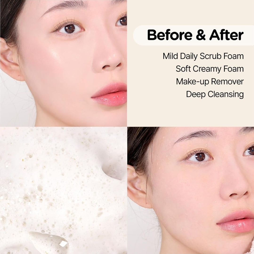 MIDHA Rice Bran Scrub Foam - Deep Cleansing, Pore Purifying & Gentle Exfoliating