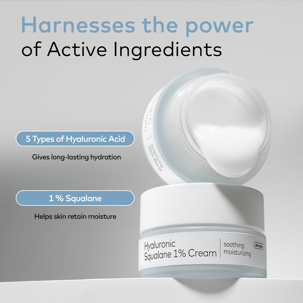 The Face Shop Alltimate Hyaluronic Squalane 1% Cream - Soothing and Moisturizing - Reduces redness and delivers a remarkable surge in moisture