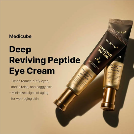 medicube Reviving Peptide - Crema para ojos con péptidos revitalizantes, suero para el contorno de ojos con multipéptidos, niacinamida y escualano, que reduce los signos de la edad y las líneas de expresión.