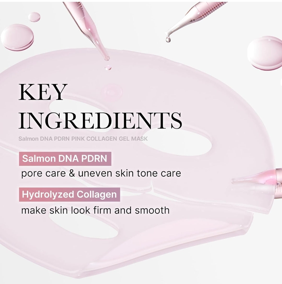 Mascarilla de gel de colágeno rosa PDRN con ADN de salmón de Medicube: mascarilla facial nocturna para una piel radiante - 1 mascarilla