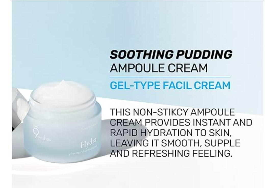 9 wishes Hydra Ampule Cream - Powerful Hydration with Coconut Water - Long Lasting Hydration Facial Moisturizer Deeper Layers of Skin