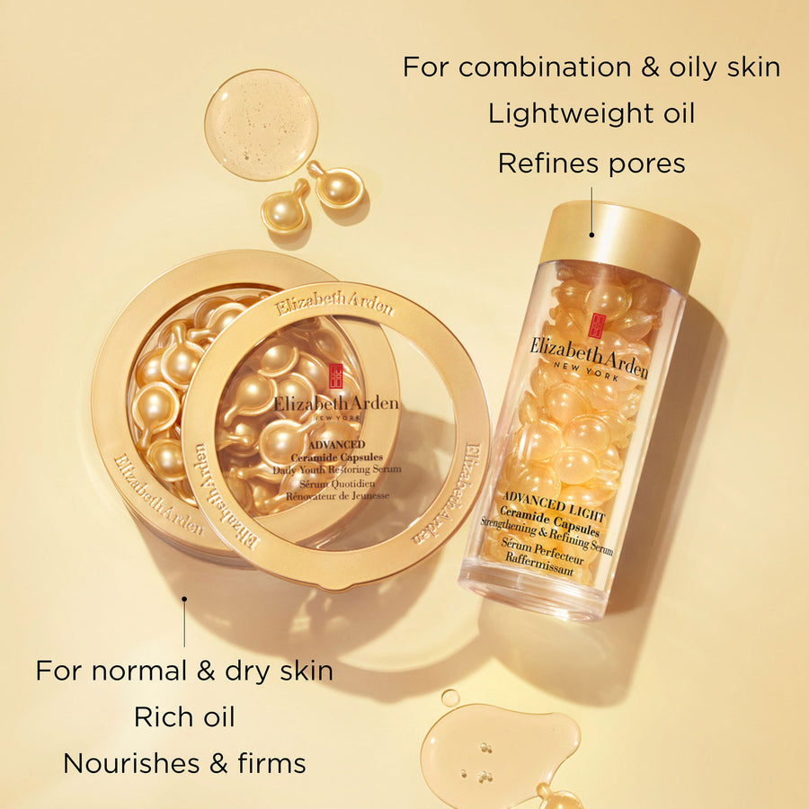Elizabeth Arden Advanced Light Ceramide Capsules Strengthening & Refining Serum - Strengthen skin's barrier, visibly reduce the appearance of pores, restore a balanced and radiant complexion - 60 Capsules