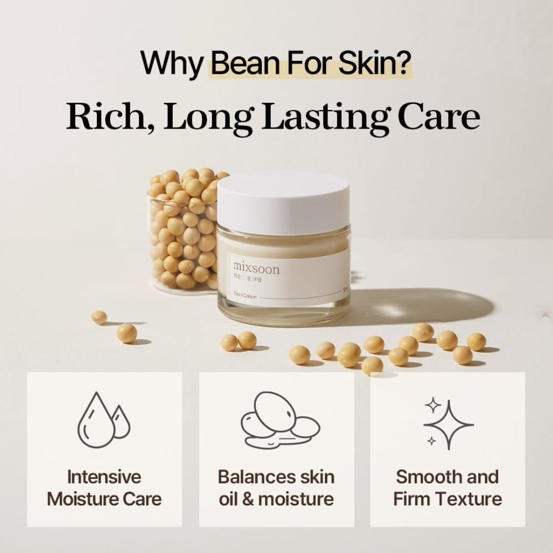 Mixsoon Bean Cream - Intensive Moisture Face Cream For Smooth, Nourished Skin, Pore & Sebum Care