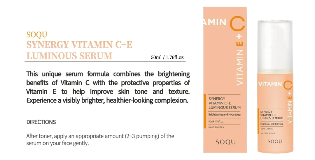 SOQU Synergy Vitamina C+E Suero Luminoso
