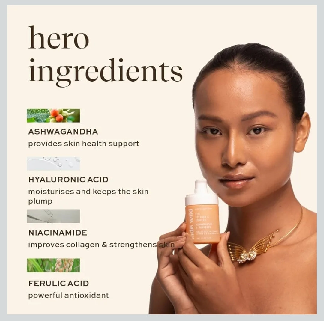 Inde Wild 15% Vitamin C Sunrise Glow Serum - Evens Skin Tone + Brightens Dull Skin, Fades Sun Spots + Sun Tan, Reduces Hyperpigmentation