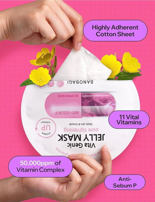 Banobagi Vita Genic Jelly Pore Tightening Mask with Essence & 11 Vitamin Complex - Purify pores & restores lost moisture to your skin - 1 Mask