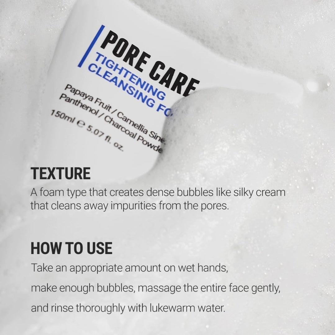 ROVECTIN Pore Tightening Cleansing Foam - Green Papaya, AHA/BHA/PHA, Sebum Control, Exfoliation Care, Refining Pore Size, Non-Irritating Oily Skin