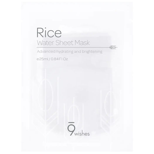 9 Wishes Rice Water Sheet Mask - Packed with vitamins and antioxidants that moisturize and soothe the skin - 1 Mask