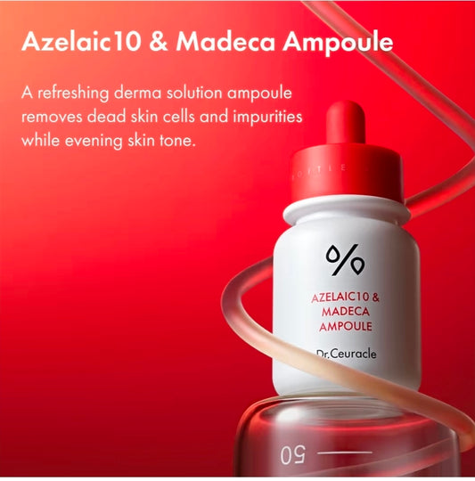 Dr.Ceuracle Azelaic Acid 10 & Madecassoside Ampoule - Redness Relief and Soothing Serum for Sensitive Skin