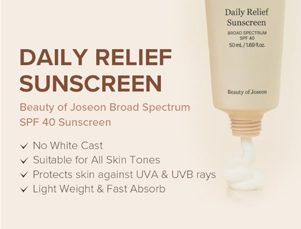 Beauty of Joseon Daily Relief Sunscreen - Face Sun moisturizing with Broad Spectrum SPF 40 - Korean Sunscreen