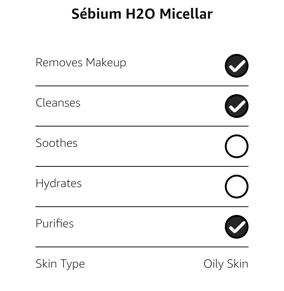 Agua Micelar Bioderma Sébium H2O - Limpiador y Desmaquillante Facial - Limpiador Facial para Piel Mixta a Grasa