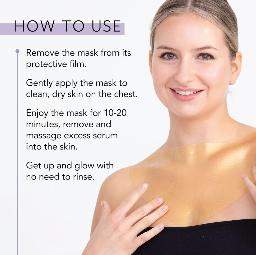 LAPCOS Hydra Collagen Renewing Hydragel Chest Mask - Hyaluronic Acid & Collagen to Tighten and Firm Skin, Improve Tone, Reduce Fine Lines & Wrinkles - 1 Mask