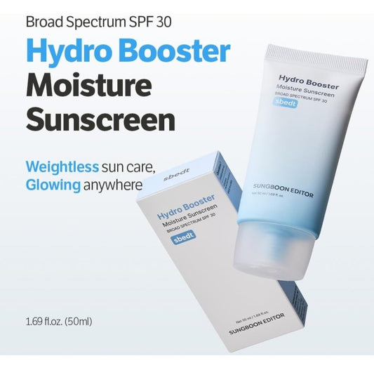 SUNGBOON EDITOR Hydro Booster Sunscreen - SPF 30, Non-Greasy, Lightweight, Hydrating Korean Sunscreen for Face with No White Cast