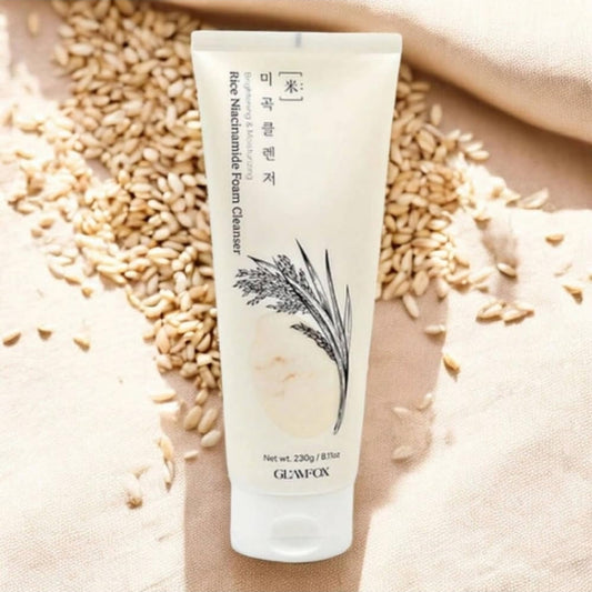 Glamfox Rice Niacinamide Foam Cleanser - Hydrating & Brightening Face Wash, Alcohol-Free, with Rice Bran Water & Ferment