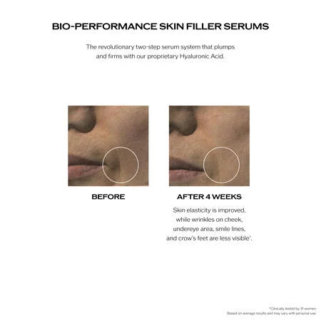 Sueros Bio-Performance Skin Filler de Shiseido: sistema de suero diario de dos pasos: fórmulas de día y de noche para una piel tersa y firme.