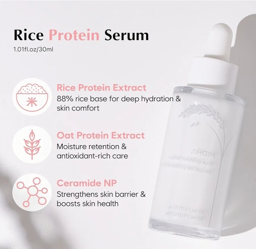MIDHA Rice Protein Milky Serum - Deep hydration, Moisture balance, Firm Elasticity, Skin Barrier Support, Ceramide Skincare, Non-greasy finish, Smooth and hydrated, vegan