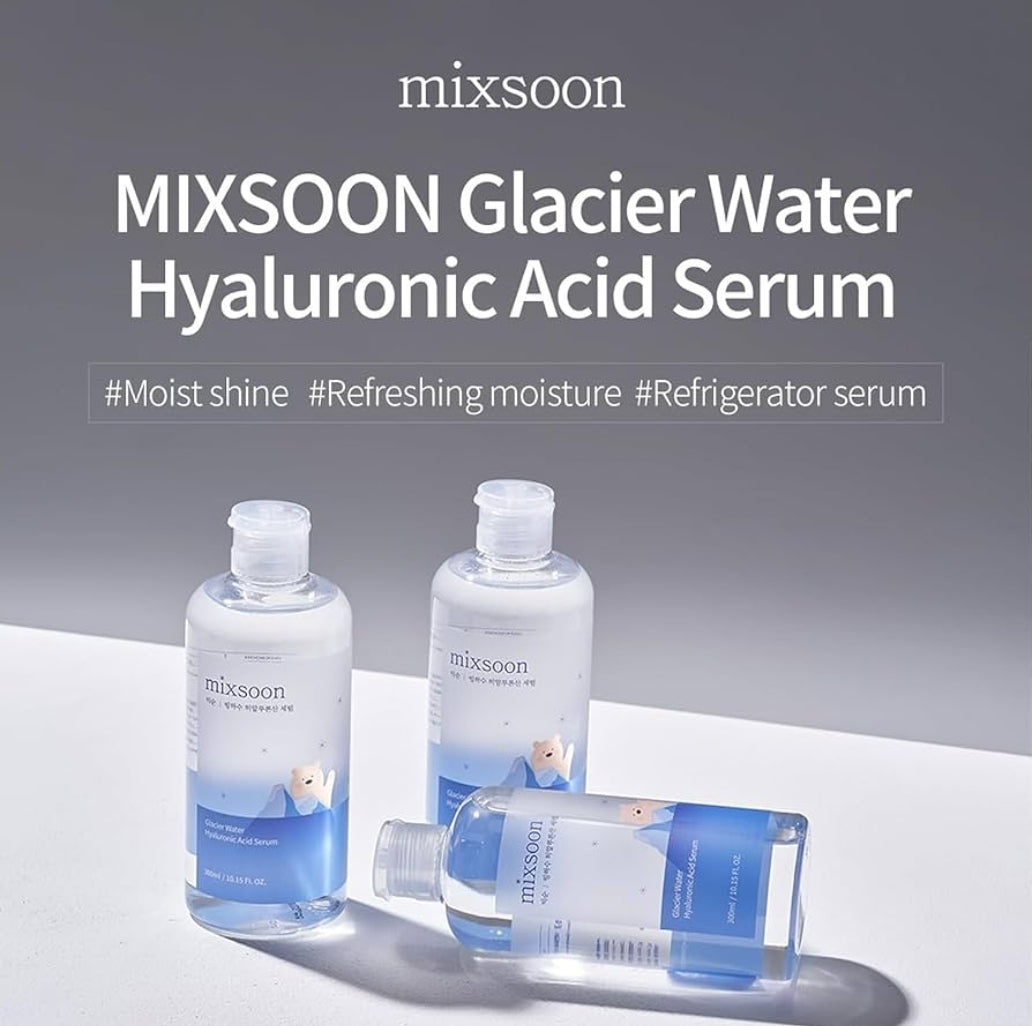 Mixsoon Glacier Water Hyaluronic Acid Serum - Non-greasy Hydration Booster, Firming Facial Serum For Radiant, Dewy Skin - Korean Serum for Glass Skin (10.14oz)
