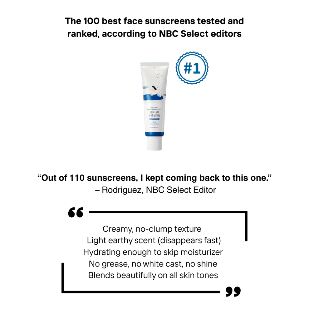 Round Lab Birch Moisturizing Sunscreen UVLock SPF 45+ Broad Spectrum - Decreases inflammation, purifies and hydrates with its extensive minerals, enzymes, proteins and antioxidants