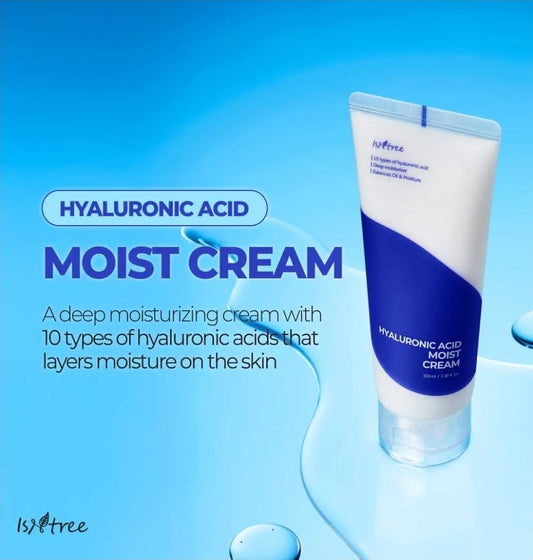 ISNTREE Hyaluronic Acid Moist Cream - Deep Hydration for Dry Skin, Balances Oil & Moisture, Lightweight & Non-Greasy, Fragrance-Free
