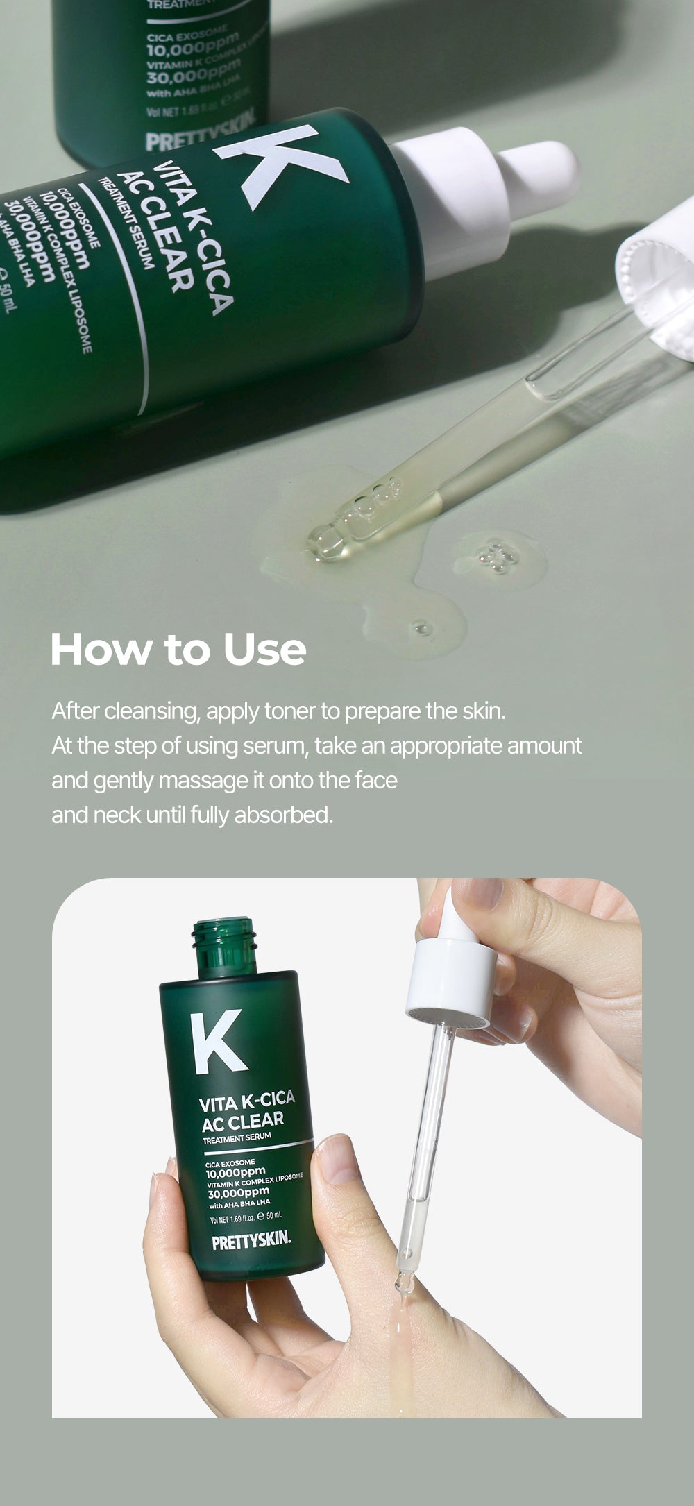 PRETTYSKIN - Vita K-Cica AC Clear Treatment - Triple Exfoliating Serum with 65% Centella Asiatica Extract, Cica Exosome & Vitamin K – AHA/BHA/LHA for Smooth, Hydrated Skin