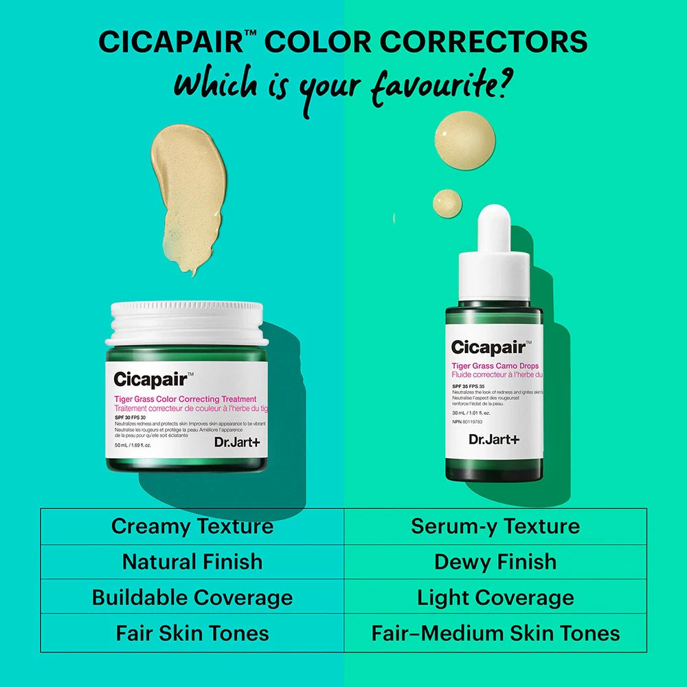 Dr. Jart+ Cicapair Tiger Grass Color Correcting Treatment SPF 22 - Helps soothe, calm, and moisturize the skin it also protects skin from the sun with mineral SPF