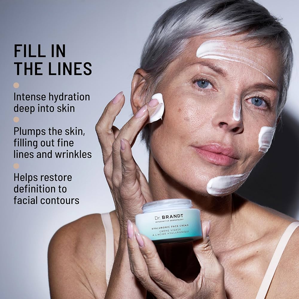 Dr. Brandt's Hyaluronic Face Cream with Hydropeptides - Dry Aged Skin - Lasting plumping hydrator, concerned with loss of volume, the appearance of lines and wrinkles
