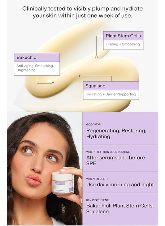 Crema de células madre CLEARSTEM HYDRAGLOW - Bakuchiol + Escualeno - Antiedad, hidratante, revitalizante, nutritiva, rejuvenecedora, piel radiante, tratamiento de líneas de expresión, sin gluten ni disruptores hormonales.
