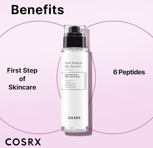 COSRX 6X Peptide Collagen Booster Toner Serum, Niacinamide & Hyaluronic Acid Facial Essence - Reduces hyperpigmentation, control pores, renew skin, calm and alleviate skin, and improve the look of fine lines and wrinkles