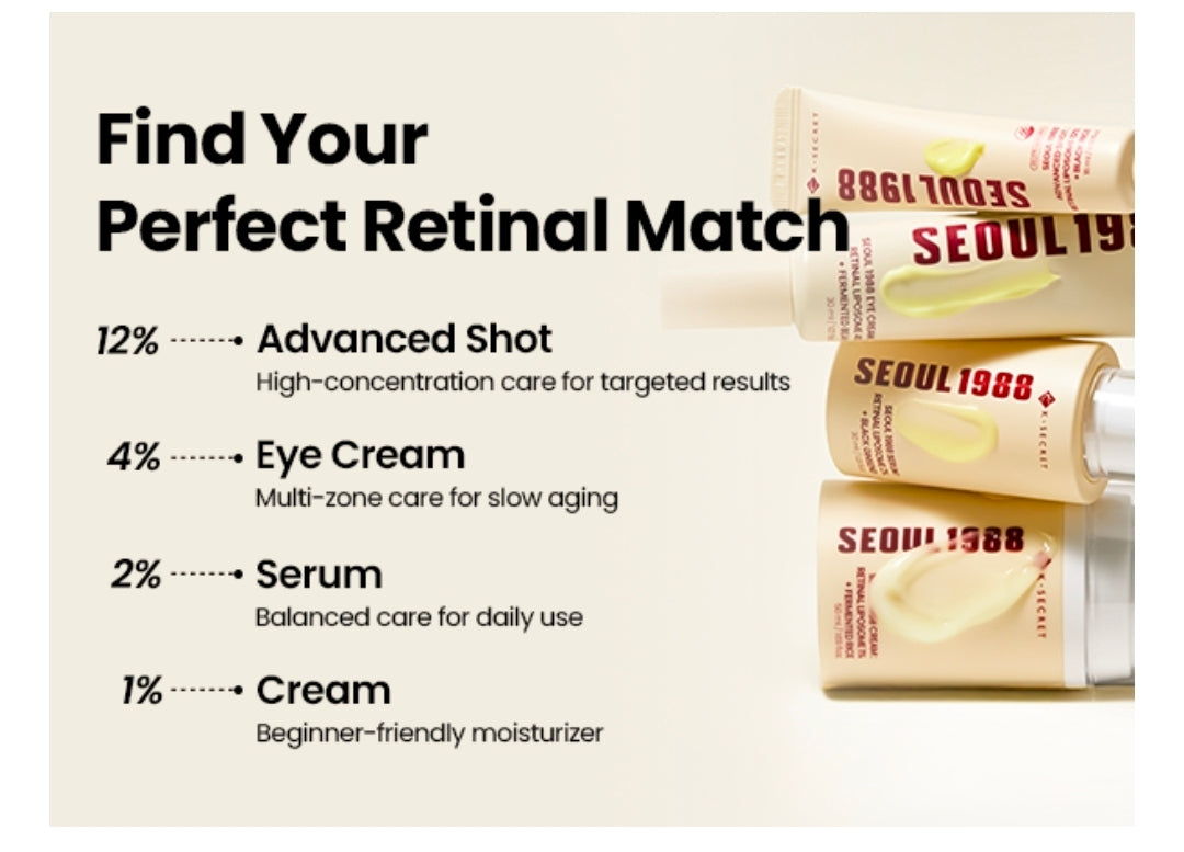 K-SECRET SEOUL 1988 Retinal Eye Cream – Formulated with Advanced Retinal Liposome 4% and Fermented Bean for Smoother, Refreshed-Looking Eyes