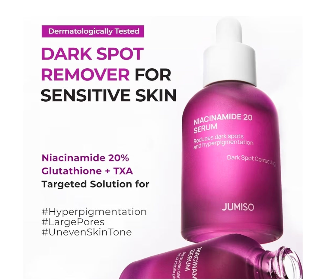 JUMISO Niacinamide 20 Serum - With Glutathione, TXA Tranexamic Acid and Centella Complex - Reduces Pigmentation, Uneven Skin Tone, Pore Care for Sensitive Skin