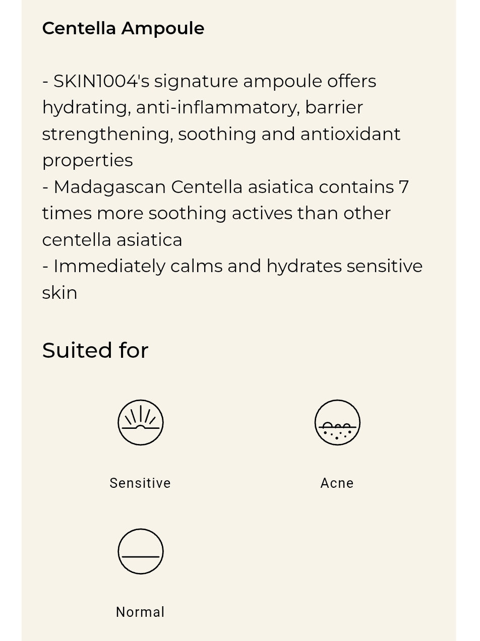 SKIN1004 Madagascar Centella Ampoule - Serum 1.85oz - Redness and Irritation Relief