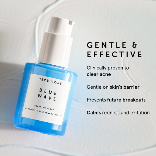 Herbivore Blue Wave 2% Salicylic Acid Medicated Acne Clearing Serum - Clear acne without damaging the skin barrier