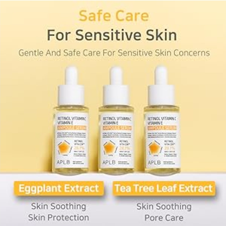 APLB Retinol Vitamin C Vitamin E Ampoule Serum - RETINOL VITA CEN 28.1%, Long lasting moisturizing, Revitalize for gentle and improve skin texture