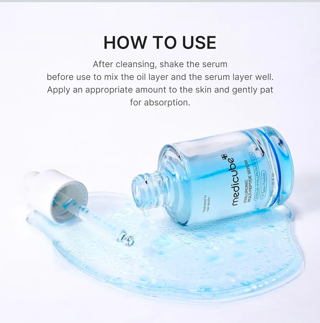 medicube Hyaluronic Multi Peptide PDRN Serum for Glowing and Soothing, Lightweight Water Plumping Radiant Serum for All Skin Type, Hydrating Moisturizer