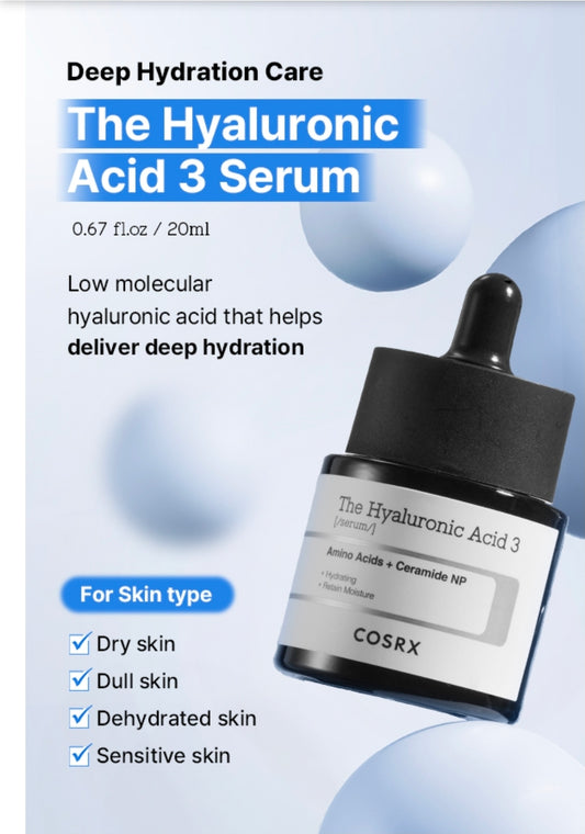COSRX The Hyaluronic Acid 3 - Amino Acids + Ceramide NP - Pure Sodium Hyaluronic Acid 3% Serum, Hydrating & Moisture Boosting for Fine Lines & Wrinkles, Repair Dry Skin, No Artificial Fragrance