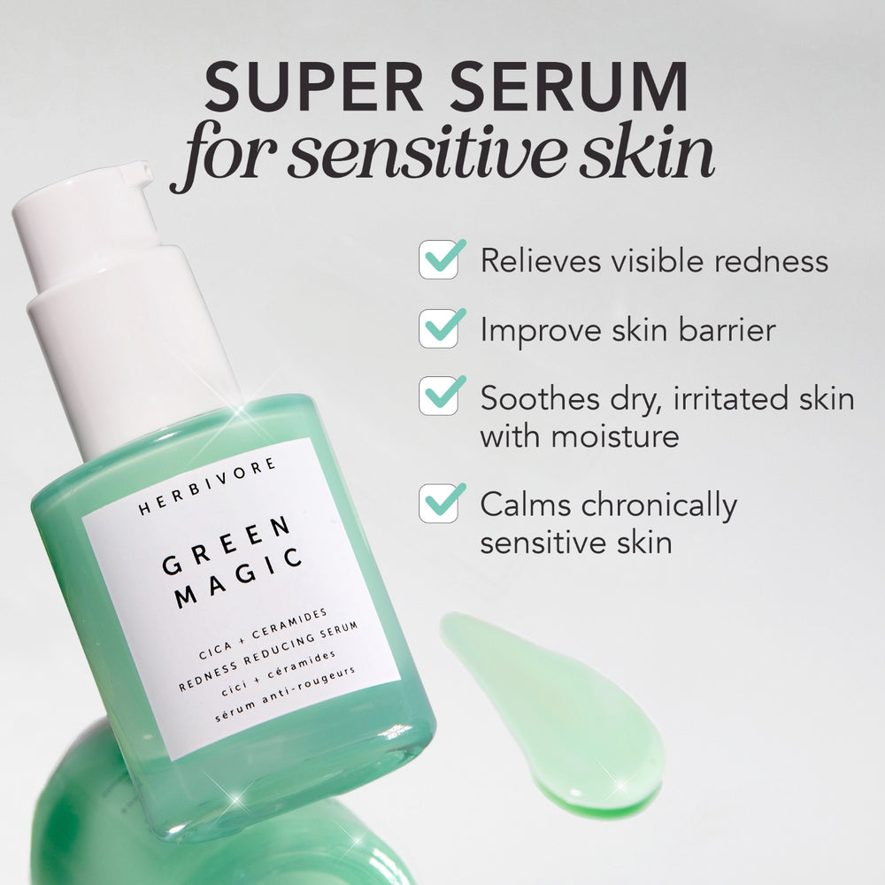 Suero reductor de enrojecimiento Herbivore Green Magic Cica + Ceramides