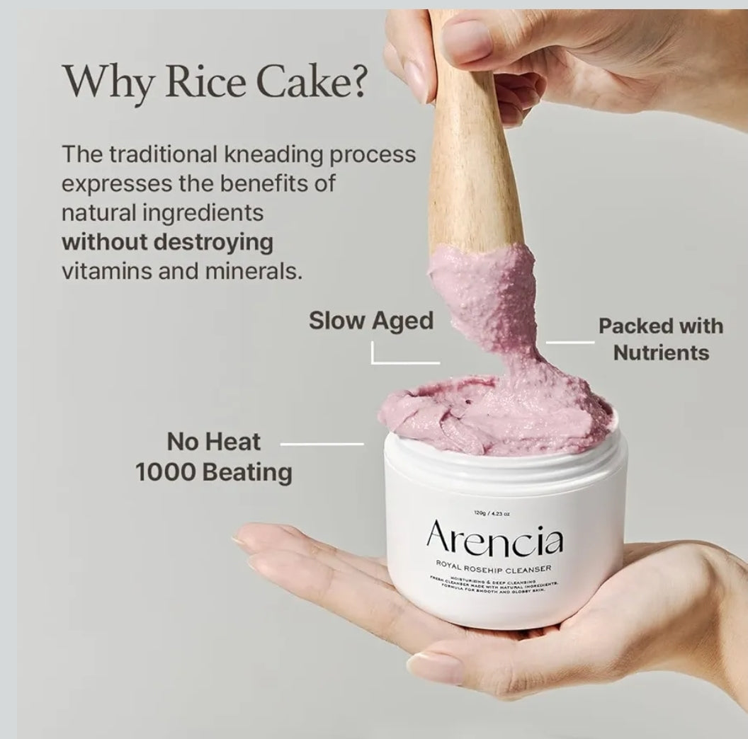 Arencia Fresh Rosehip Rice Mochi Cleanser - Exfoliates, brightens and removes excess sebum