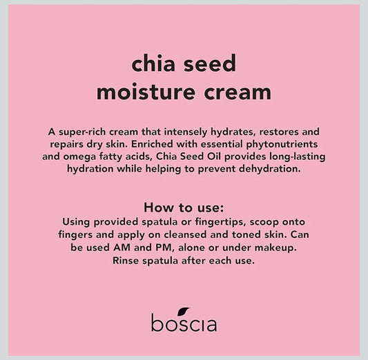 Boscia Chia Seed Moisture Cream - Natural Skin Care - Sensitive Skin Face Lotion with Elderberry, Vitamin A, Vitamin B6, Vitamin C & Vitamin E - For Dry Skin Types