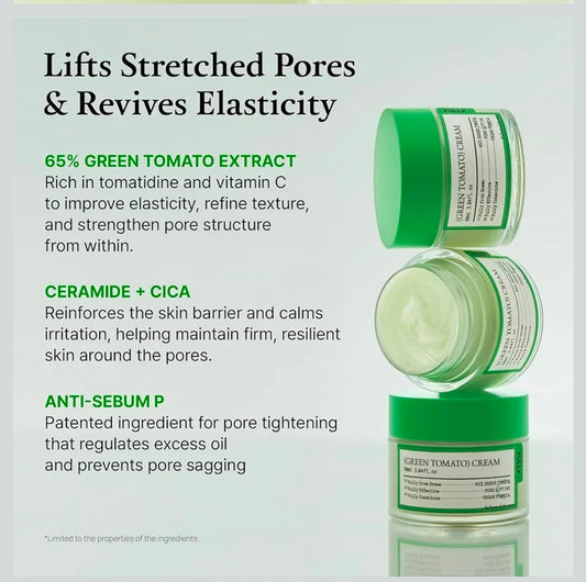 FULLY Green Tomato Facial Cream - Anti Aging, Hypoallergenic
REJUVENATING SKINCARE EXPERIENCE WITH GREE Cream, Pore Lifting with 65% Green Tomato Extract and Vitamin C, Facial Moisturizer for Hydration and Elasticity, Fragrance Free, Vegan