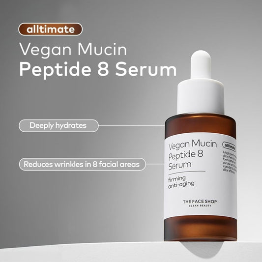 The Face Shop Alltimate Vegan Mucin Peptide 8 Serum - Hydrating & Firming, Anti Aging Serum