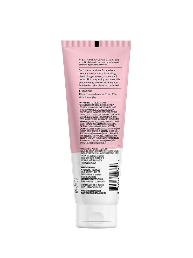 Acure Seriously Soothing Cleansing Cream - Gentle Hydrating & Exfoliating Face Wash, Daily Facial Cleanser with Chamomile & Sunflower Amino Acids, Sulfate Free, Vegan, Peony Extract
