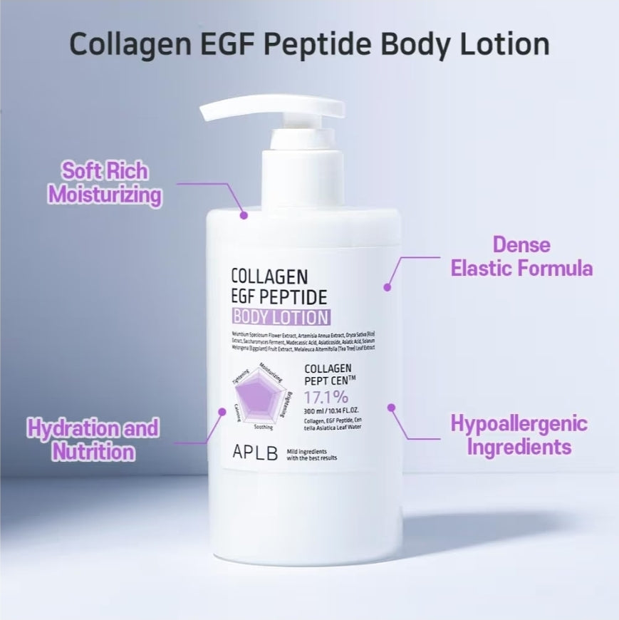 APLB Collagen EGF Peptide Body Lotion - COLLAGEN PEPT CEN 17.1%, Elasticity care, Long lasting moisturizing, Revitalize for gentle and improve skin texture