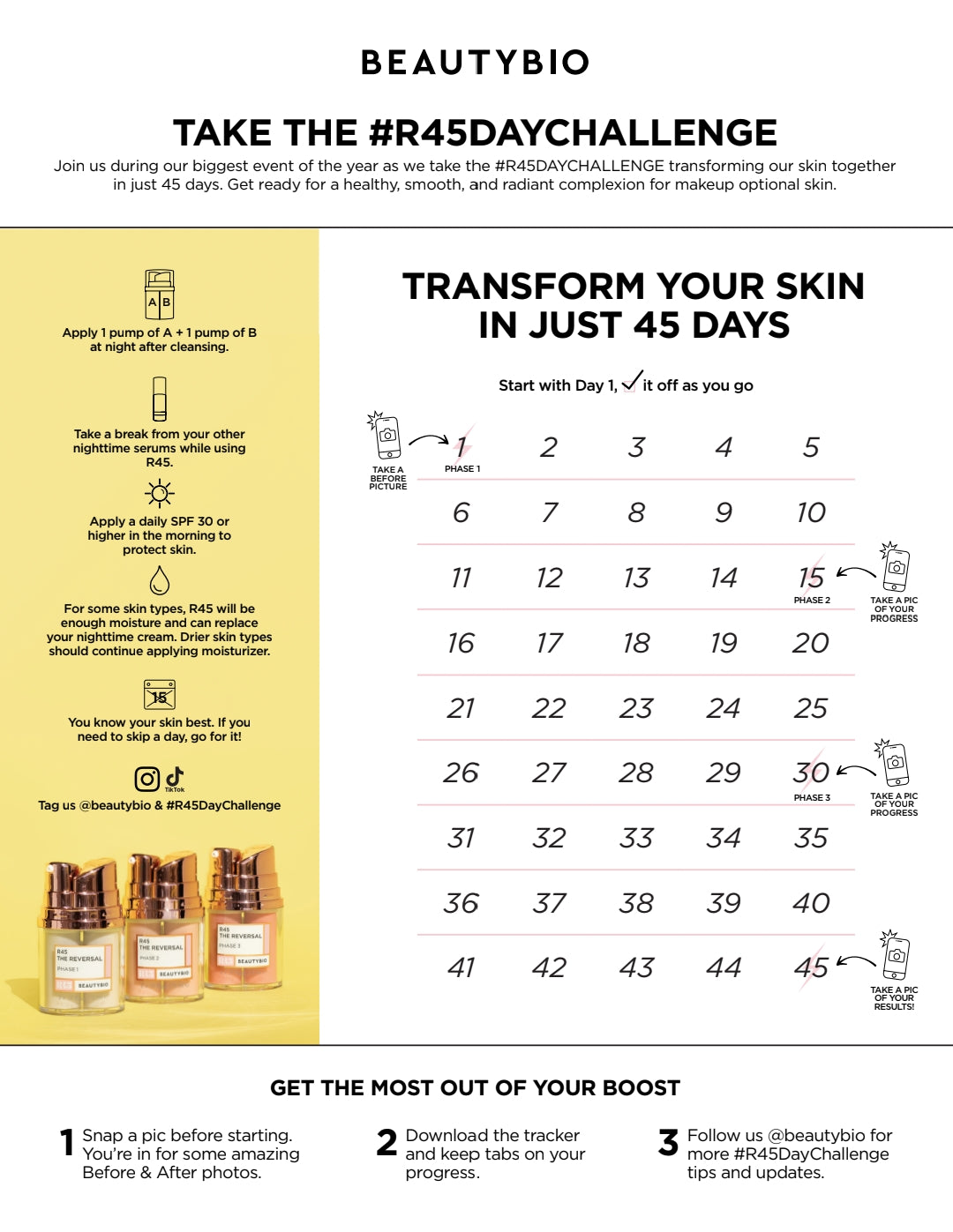 BeautyBio R45 The Reversal - Retinol Anti-Aging Treatment Set - 45 Days Multi-Phase Retinol Treatment - Skin Cell Turnover - Tightening, brightening and smoothing patented 3-phase retinol booster treament