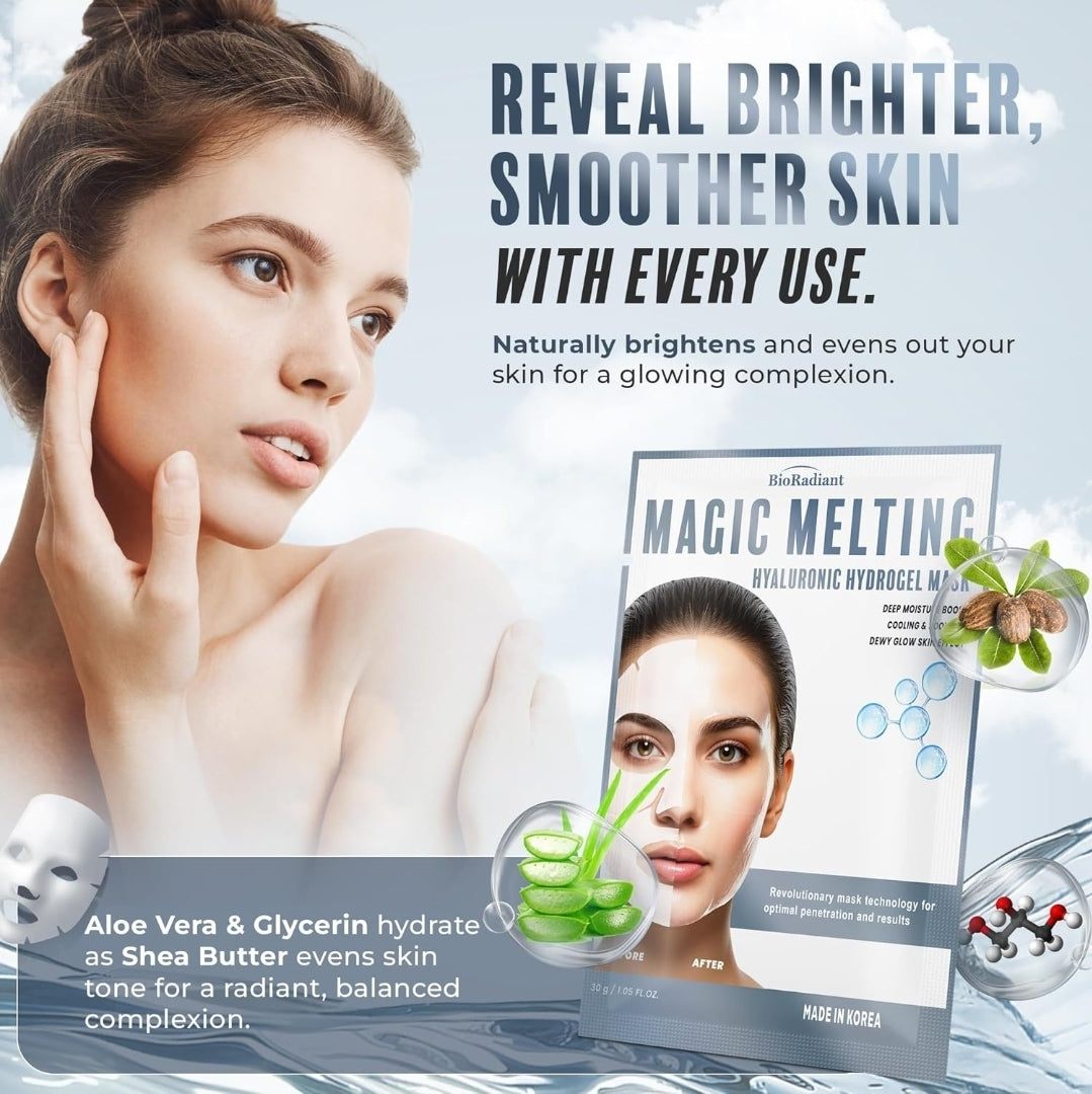 BioRadiant Magic Melting Hyaluronic Hydrogel Mask - Cooling & Soothing - 1 Mask